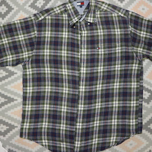 VTG TOMMY HILFIGER Plaid Print Short Sleeve Shirt
